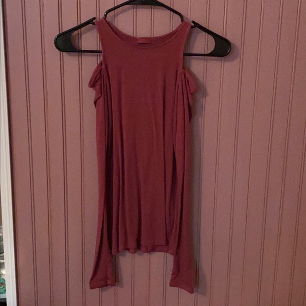 red cut out shoulder top
